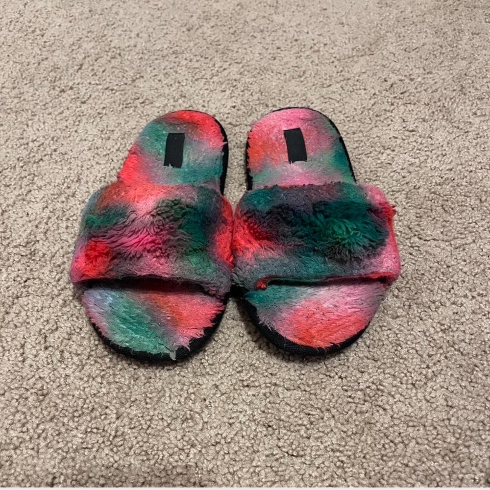 Colorful Furry Slide Sandals